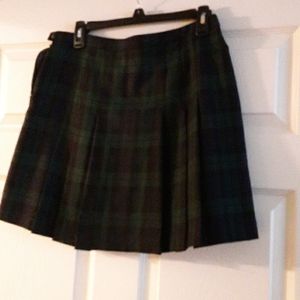 Classic Navy Blue/Green Tartan Plaid Pleated Skirt
